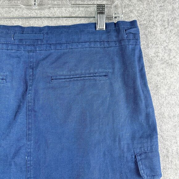 For the Republic Cargo Linen Skirt Womens 4 Blue Cinch Tie Coastal Beach Pockets - Picture 5 of 11